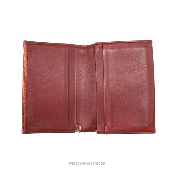 🔴 Gucci Pocket Organizer Wallet - Brown GG Canvas Crocodile - Picture 6 of 8